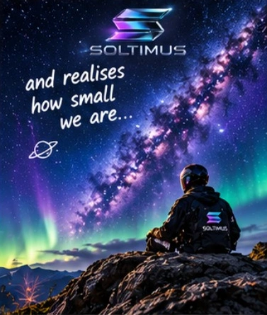 SOLTIMUS metallic cyan and violet emblem
