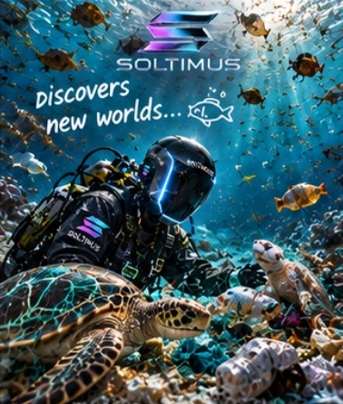 Soltimus diving among turtles and tropical fish